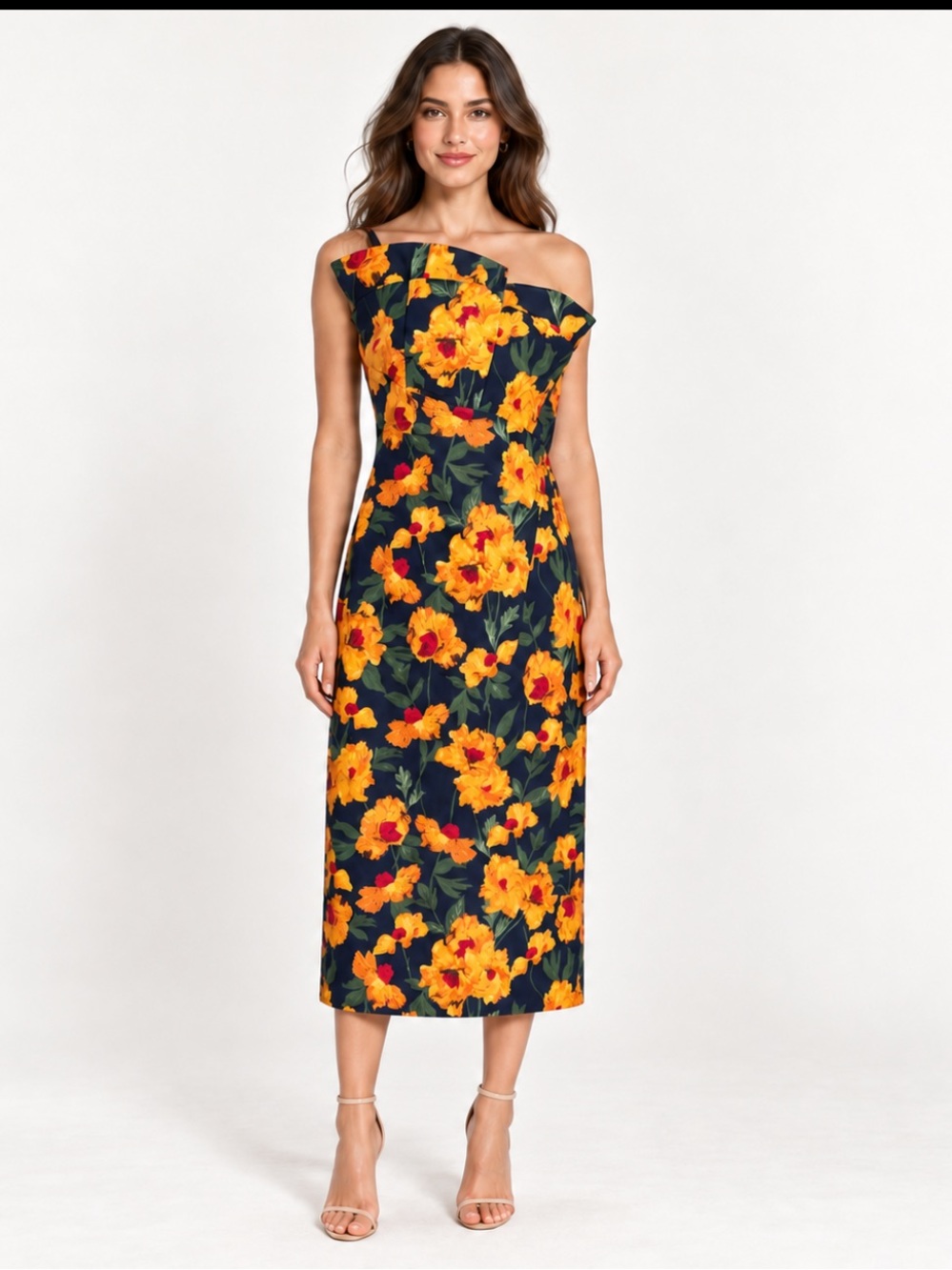 Hyacinth House Navy Floral Off Shoulder Midi Dress M NWT 100% Cotton Special